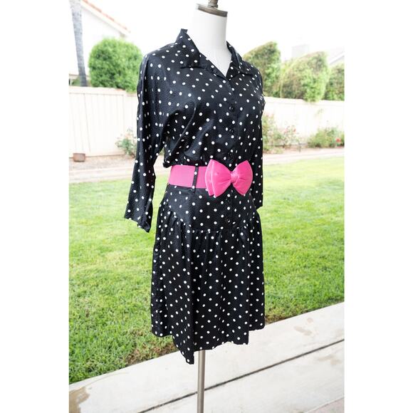 Black and White Polka Dot Pin Up Girl Dinner Swing Retro Dress Halloween - Picture 3 of 9